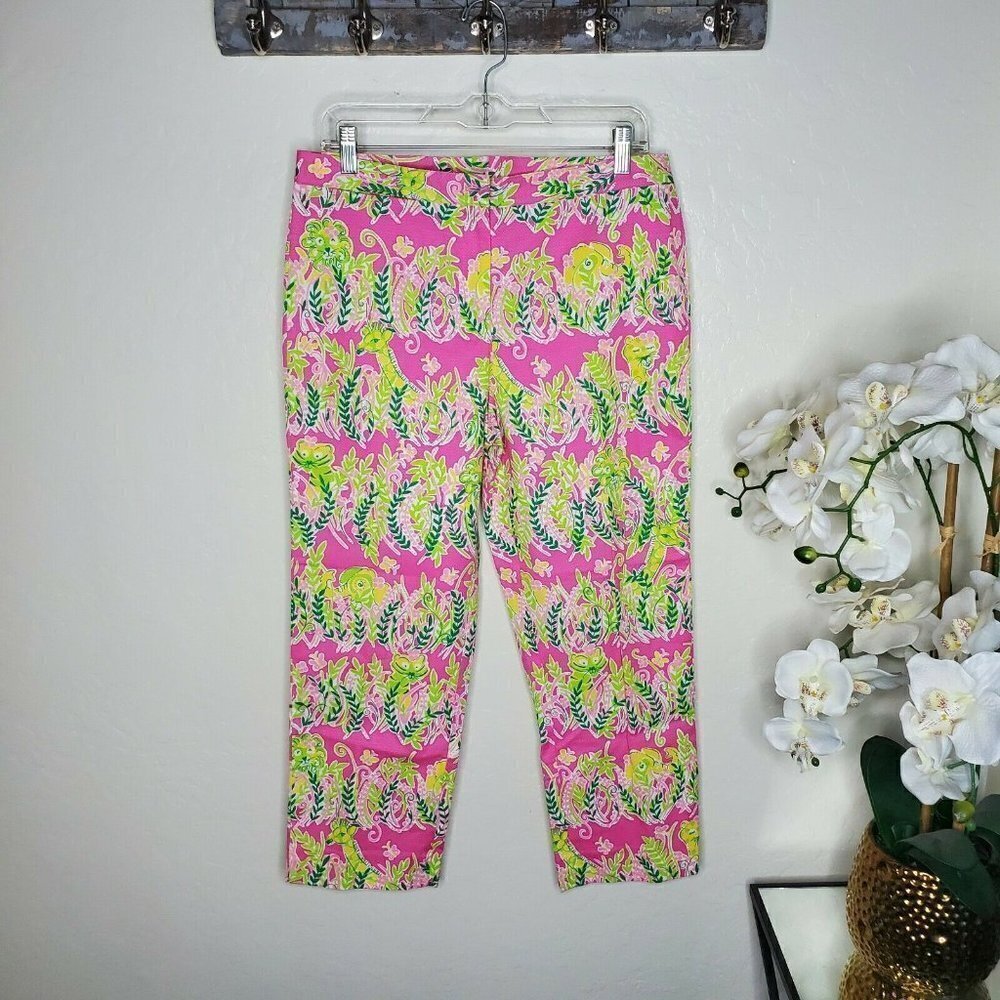 Lilly Pulitzer Women's Capri Pants Pink Green